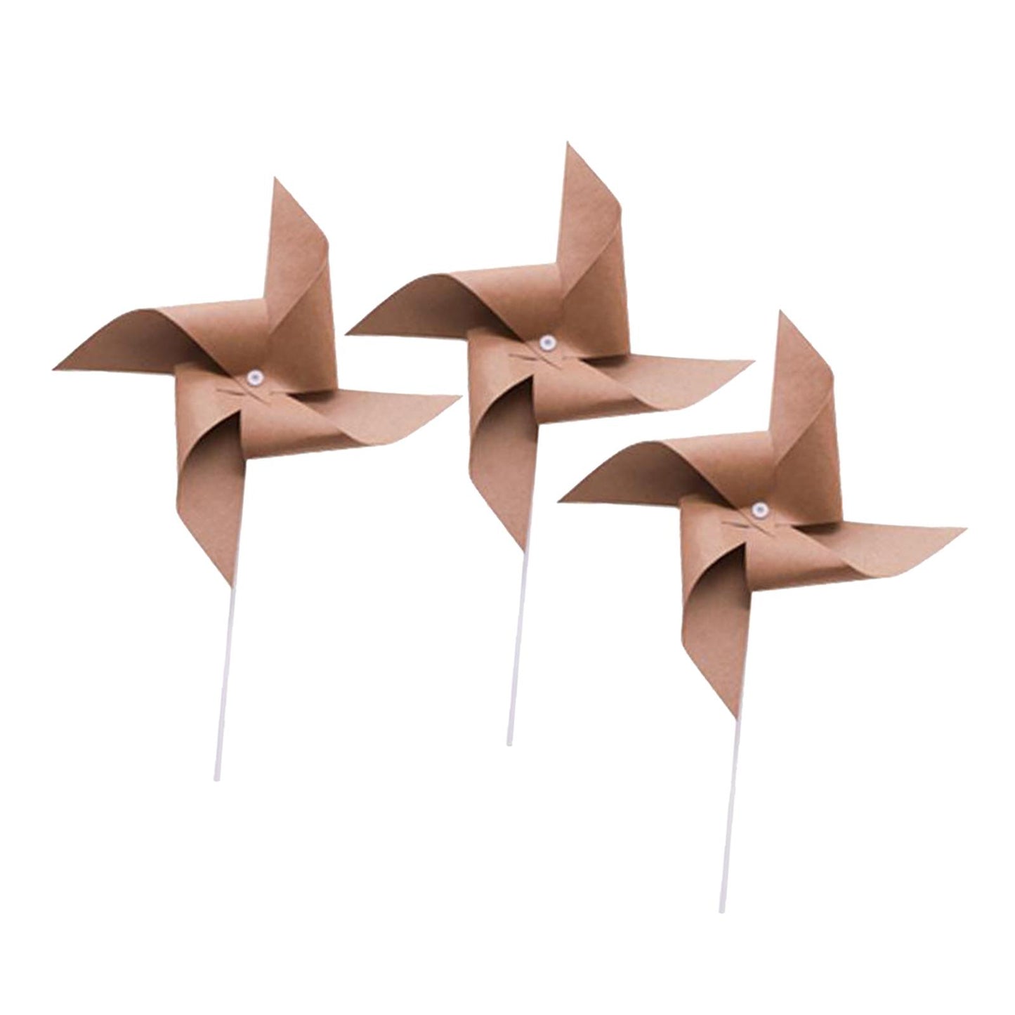 3Pcs Kraft Windmill Pinwheel Wind Spinner Garden Wedding Party Decor