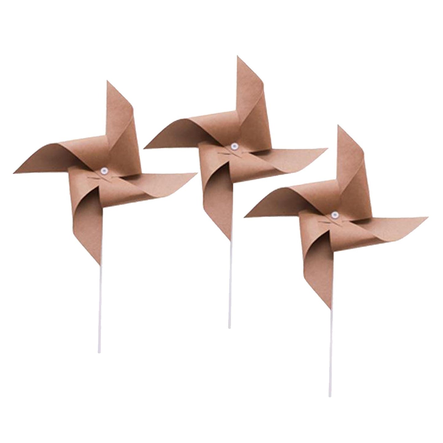 3Pcs Kraft Windmill Pinwheel Wind Spinner Garden Wedding Party Decor