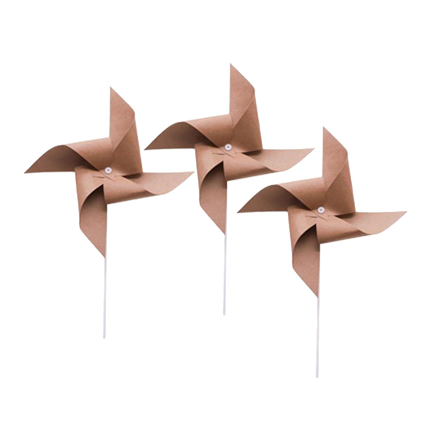 3Pcs Kraft Windmill Pinwheel Wind Spinner Garden Wedding Party Decor