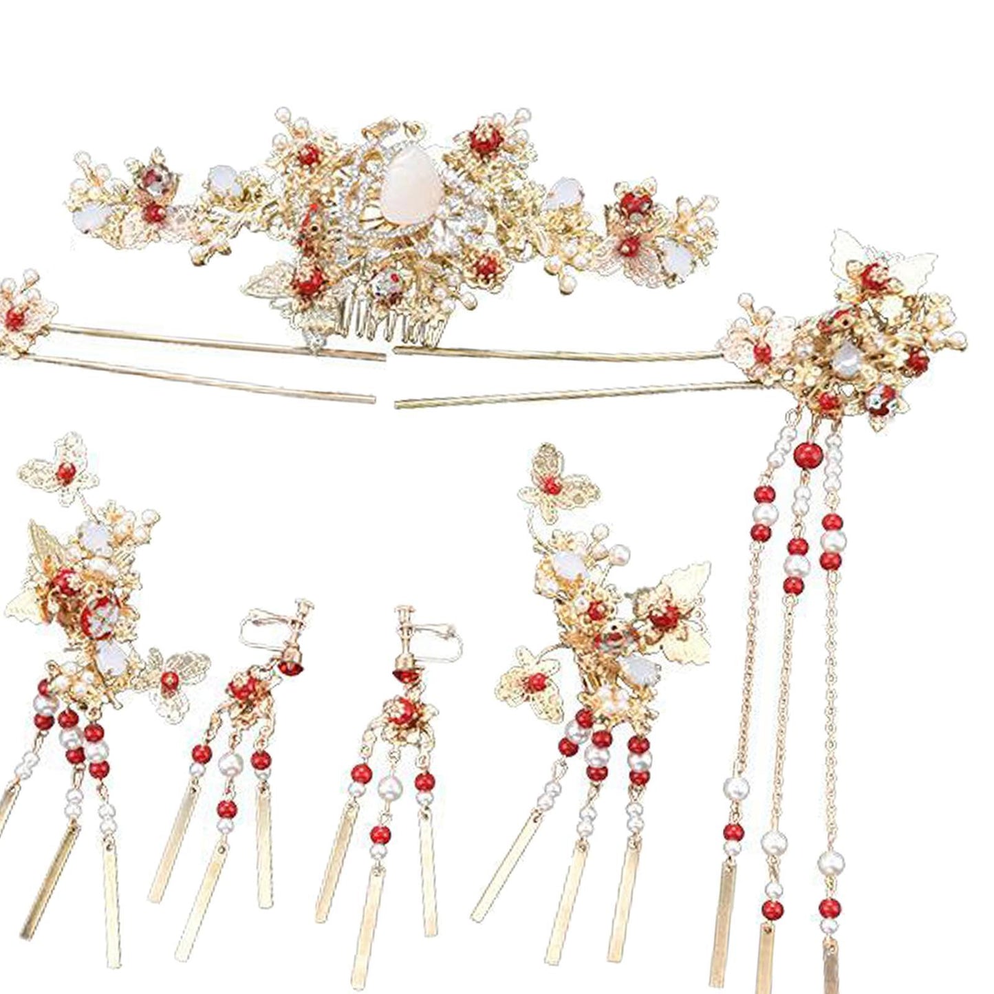 Traditional Chinese Golden Hairpin Head Jewelry Bridal Corolla Decoration