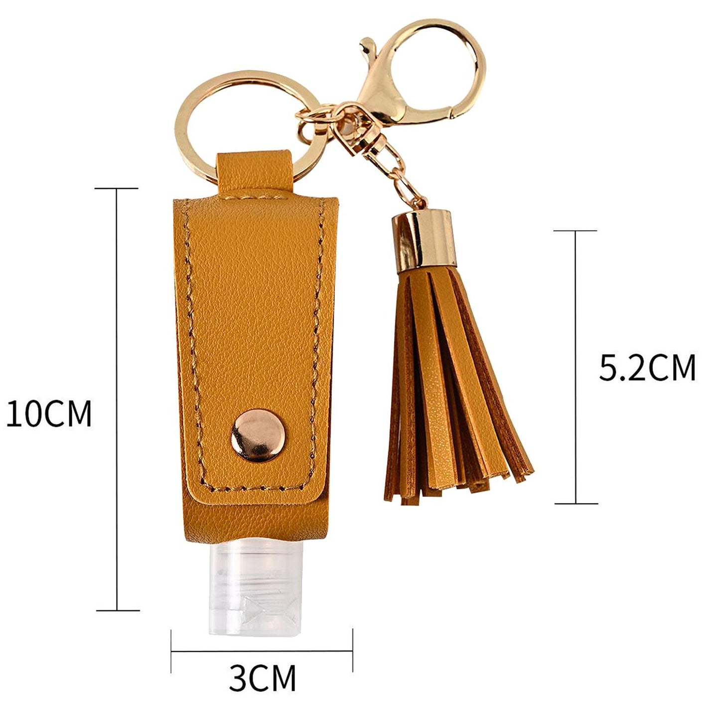 30ML Empty Bottle Refillable Hands Sanitizer Keychain Holder Pouch Yellow