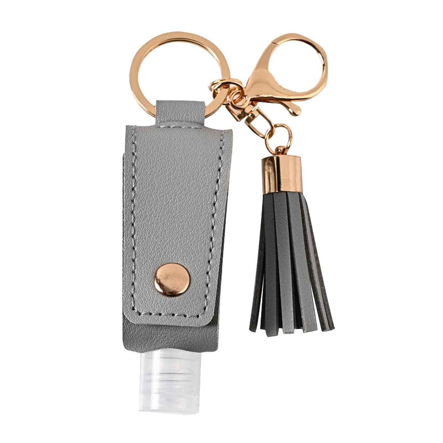 30ML Empty Bottle Refillable Hands Sanitizer Keychain Holder Pouch Grey