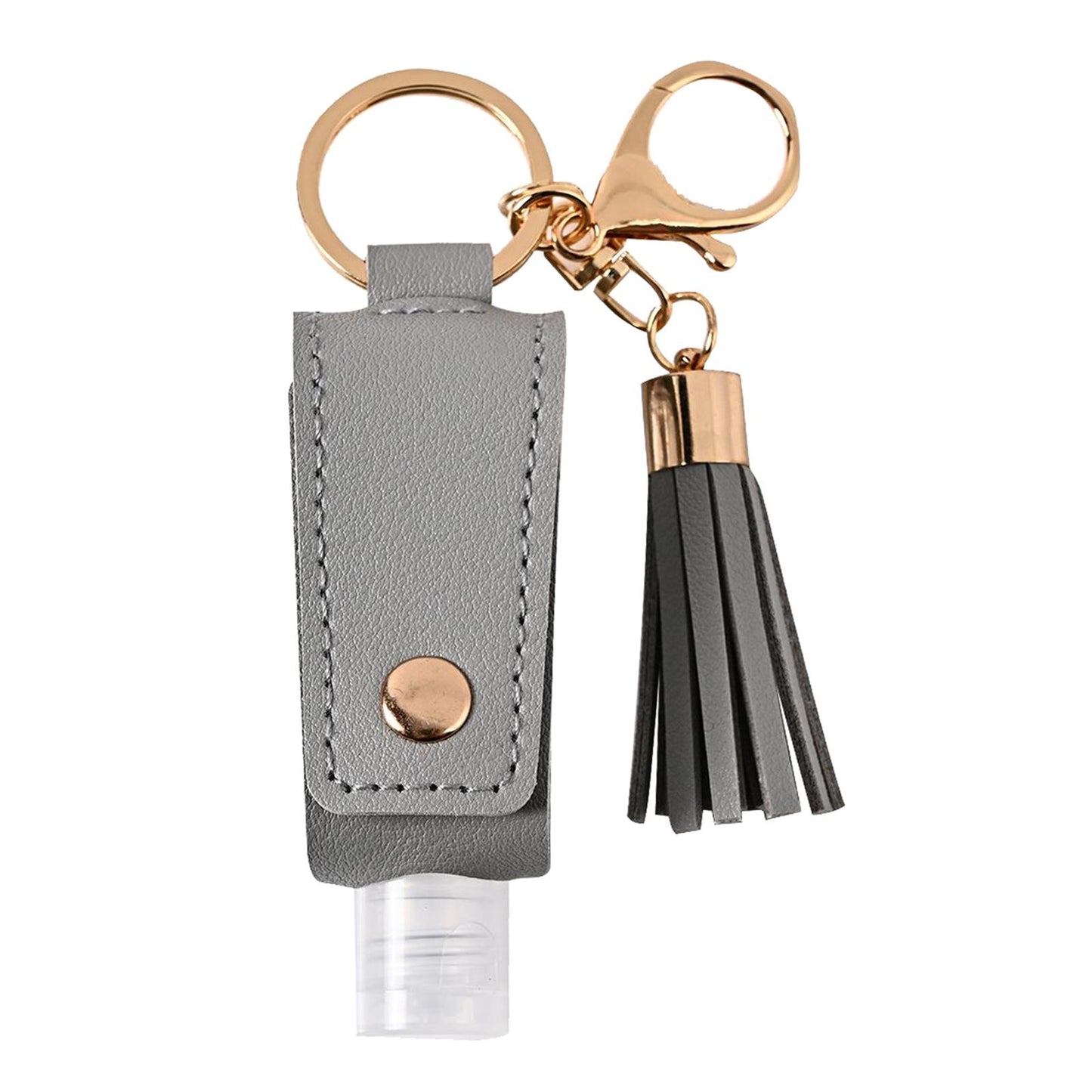 30ML Empty Bottle Refillable Hands Sanitizer Keychain Holder Pouch Grey