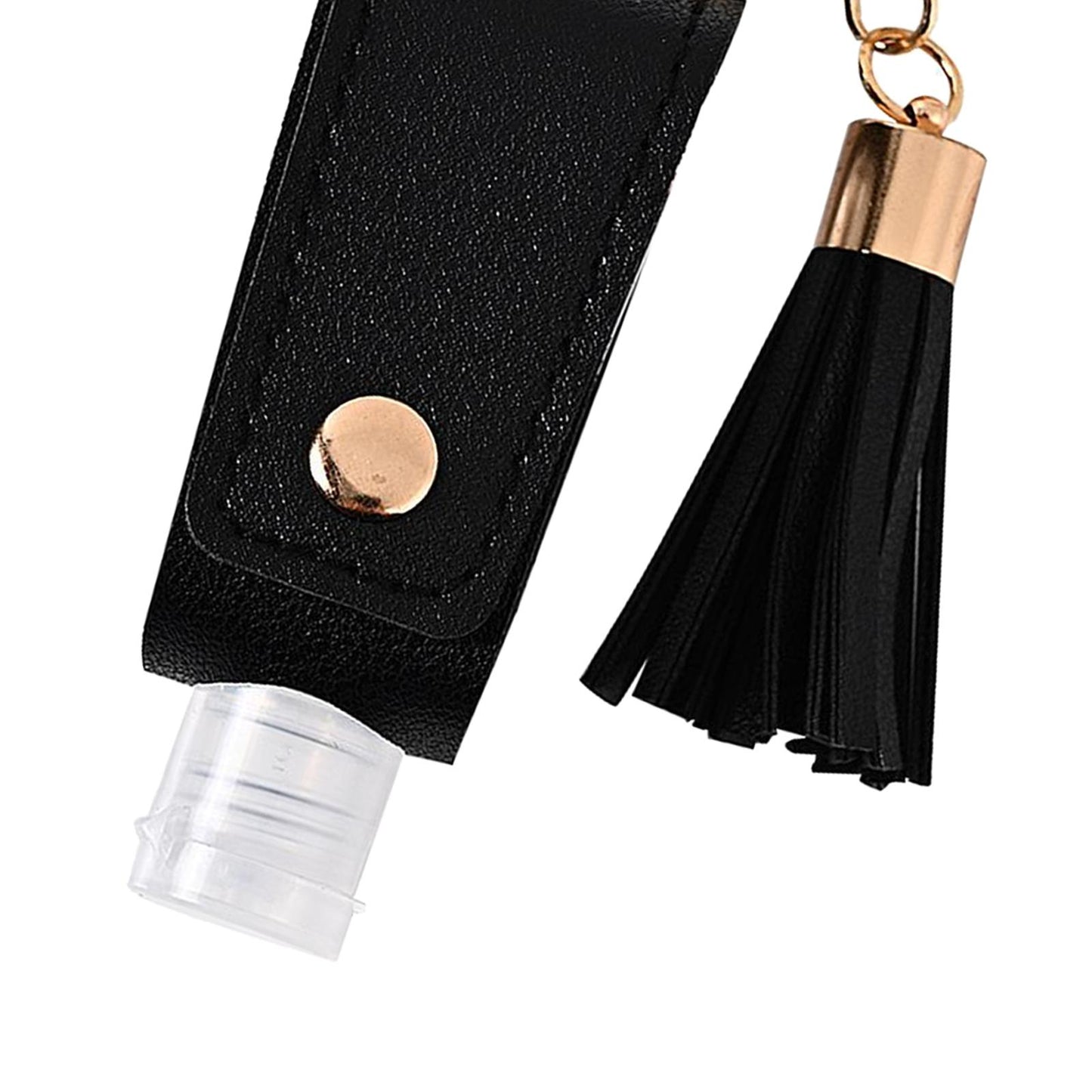 30ML Empty Bottle Refillable Hands Sanitizer Keychain Holder Pouch Black