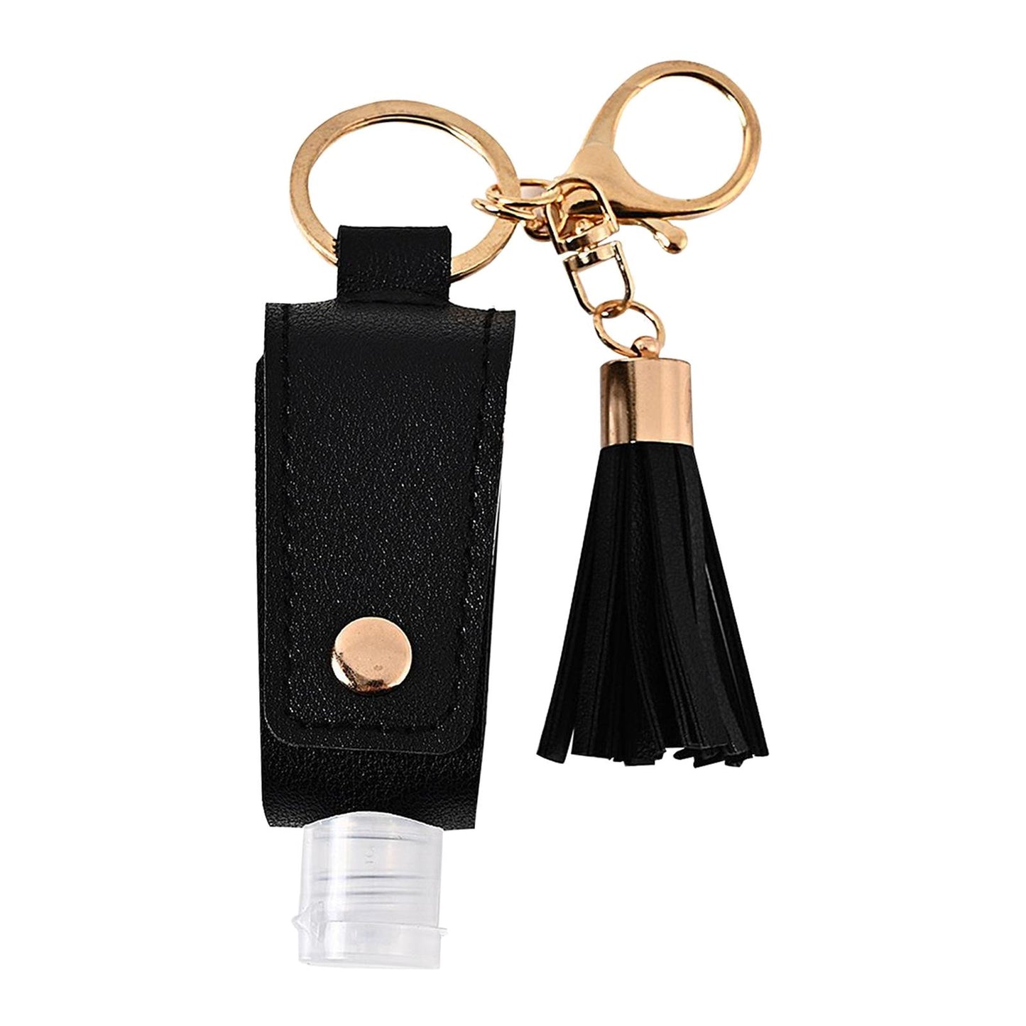 30ML Empty Bottle Refillable Hands Sanitizer Keychain Holder Pouch Black