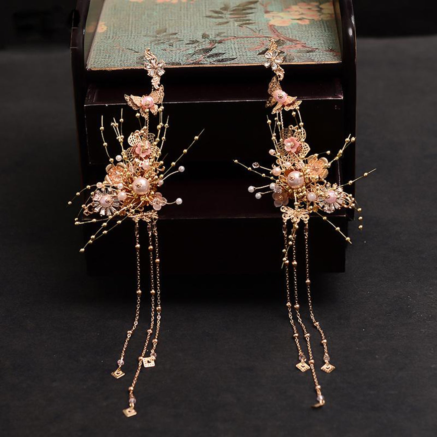 Chinese Traditional Flower Tassel Hairpin Hair Clip Hanfu Cosplay Headdress