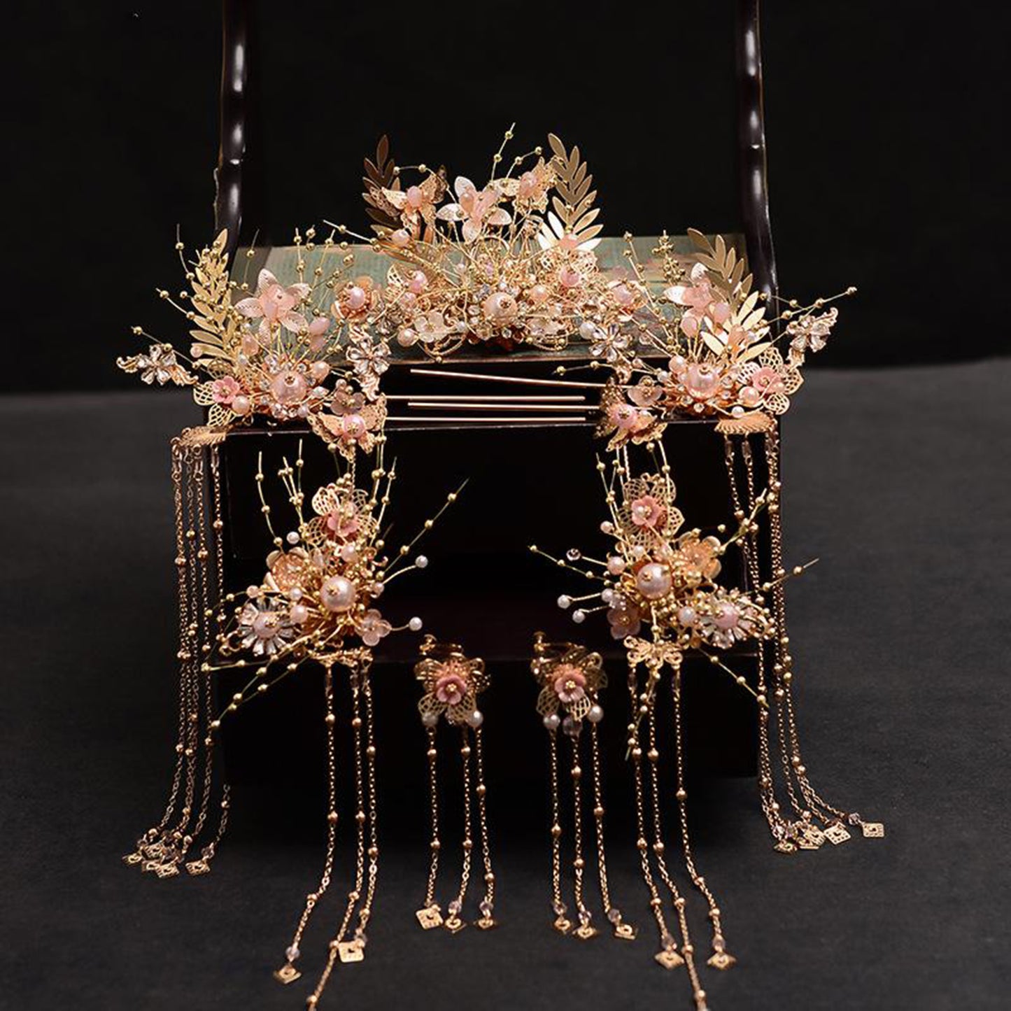 Chinese Traditional Flower Tassel Hairpin Hair Clip Hanfu Cosplay Headdress