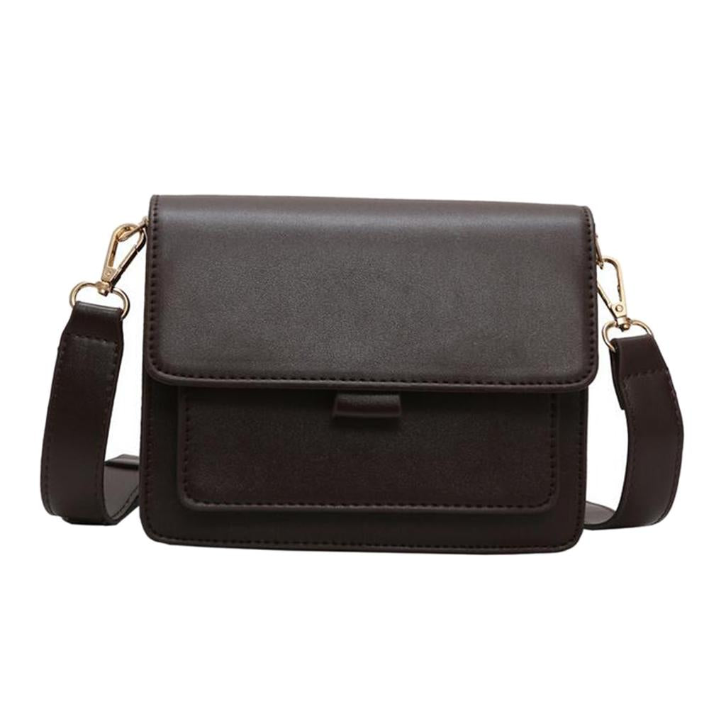 Mini Waterproof PU Leather Small Square Bag Shoulder Bags for Lady Girls Dark Brown