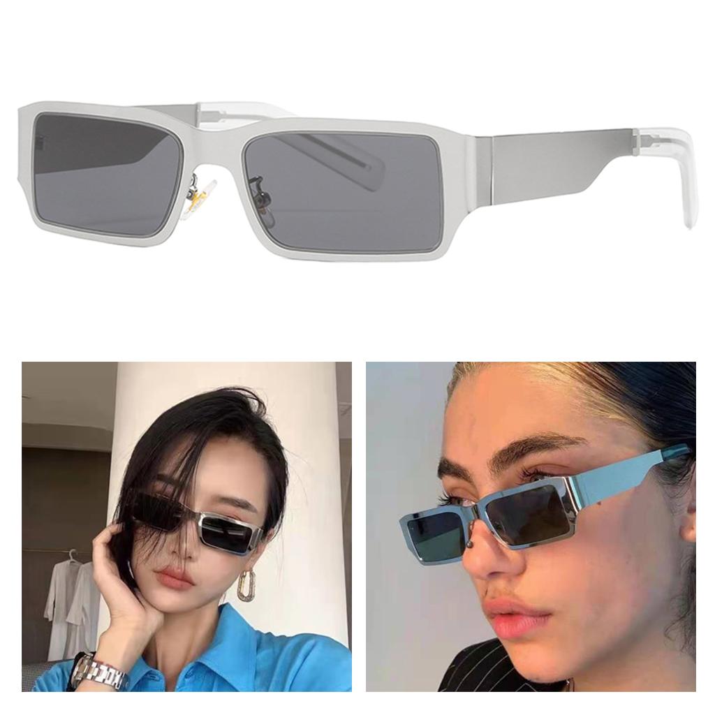 Rectangle Sunglasses Sun Glasses Square Shades Unisex Eyewear Silver_Gray