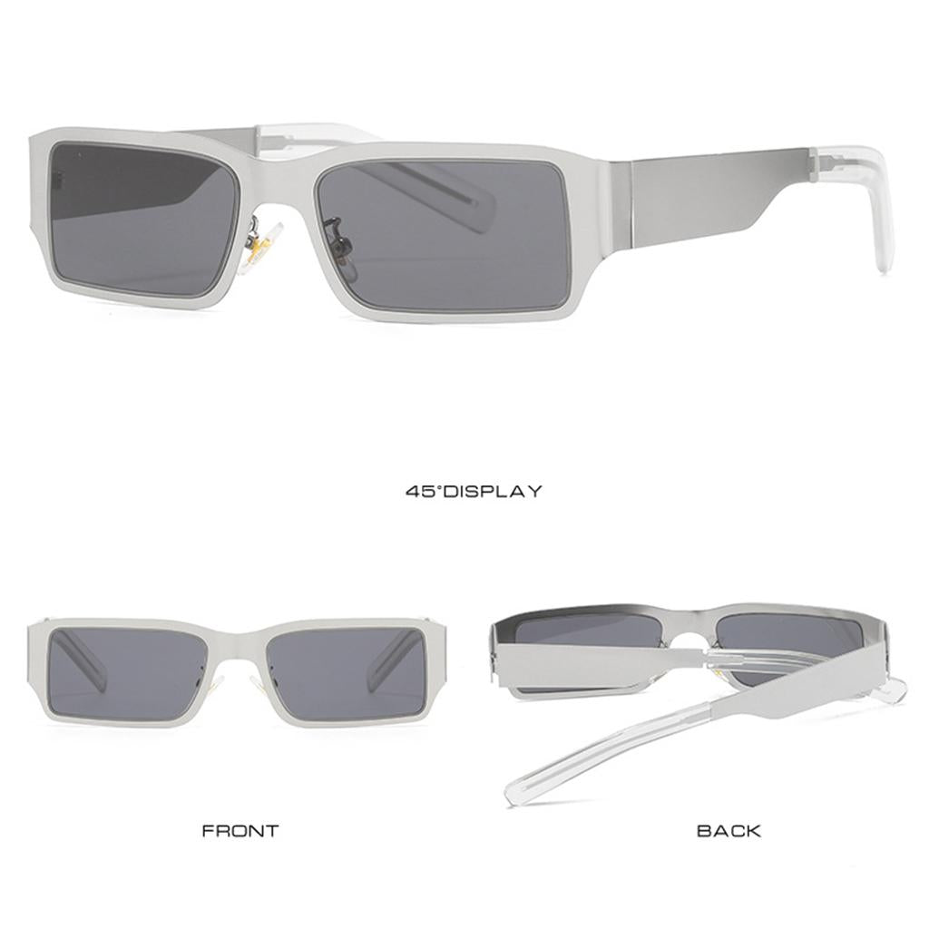 Rectangle Sunglasses Sun Glasses Square Shades Unisex Eyewear Silver_Gray