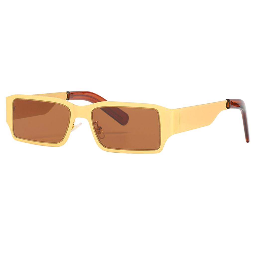 Rectangle Sunglasses Sun Glasses Square Shades Unisex Eyewear Golden_Brown