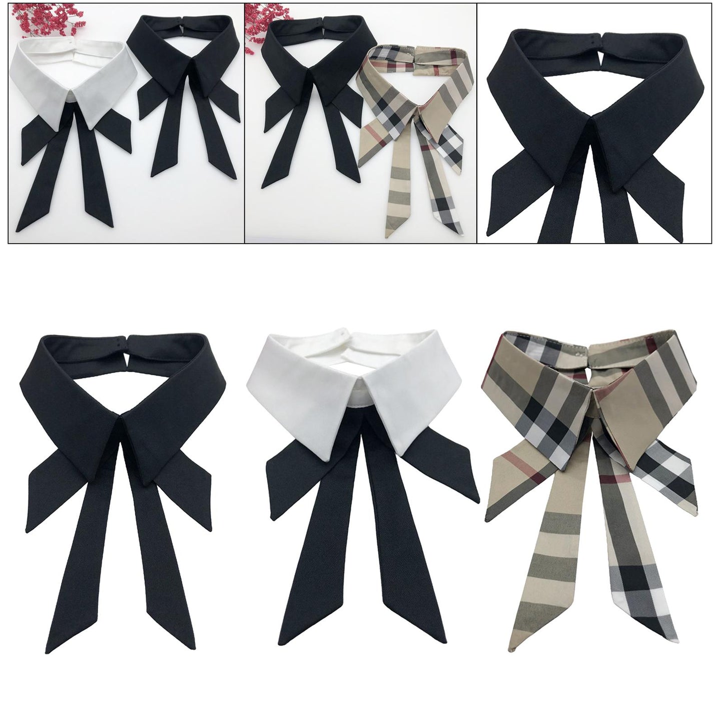 Classic Fake Collar Bowknot Shirt Detachable Cardigan Dickey Neckline Black