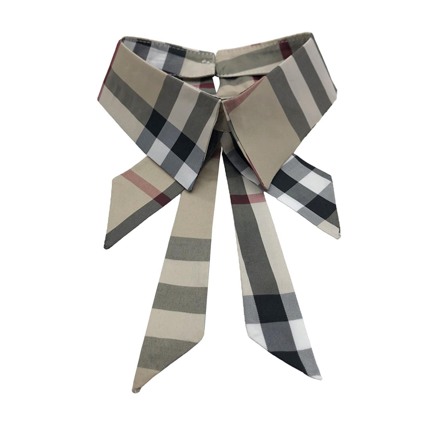 Classic Fake Collar Bowknot Shirt Detachable Cardigan Dickey Neckline Plaid