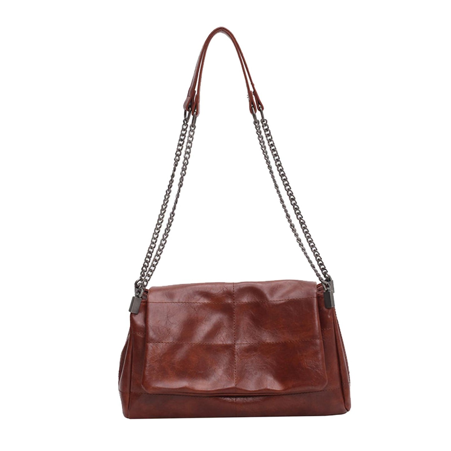 Retro Ladies Leather Chain Shoulder Bag Travel Crossbody Bags Handbag Coffee