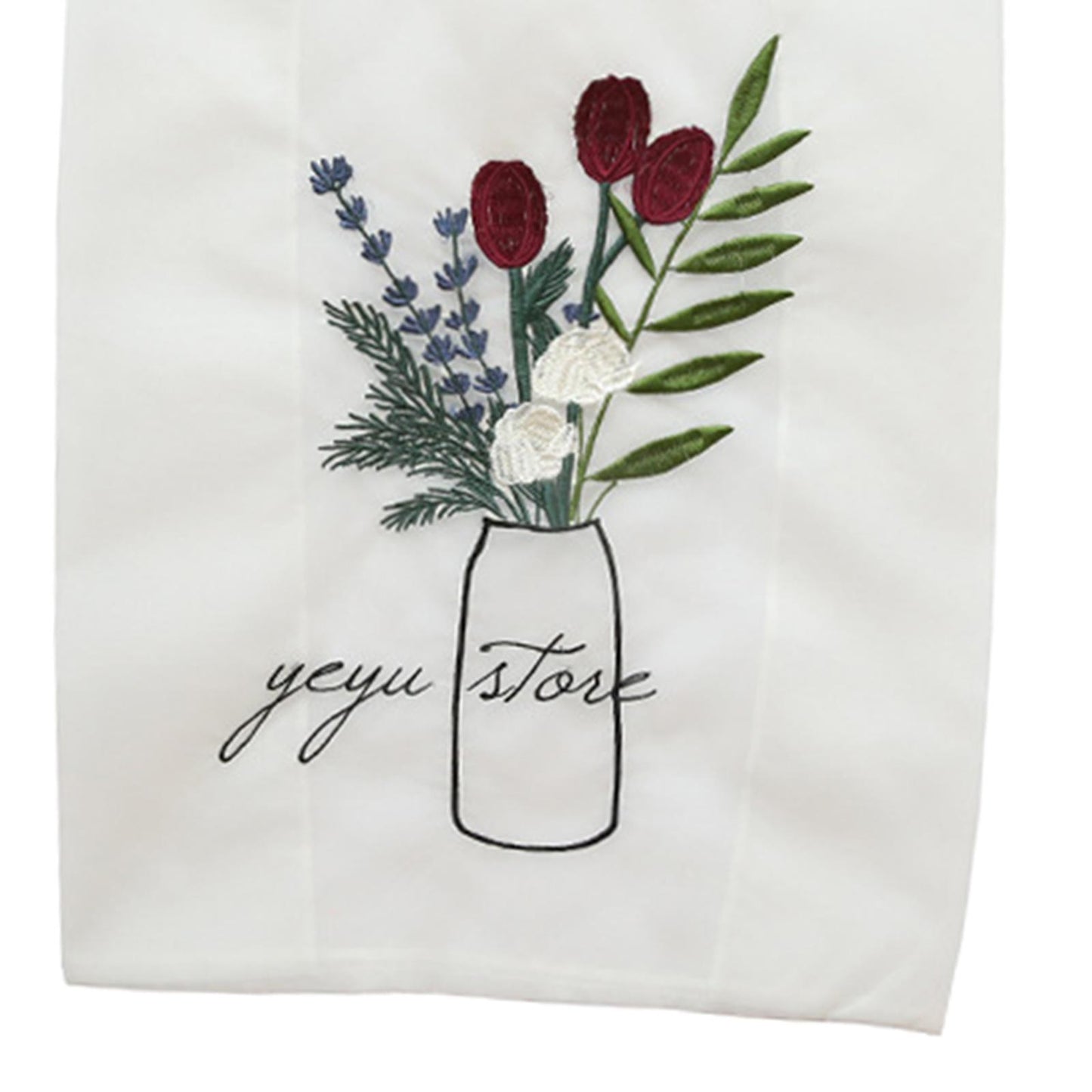 Reusable Shopping Bags Grocery Tote Bags Women Embroidery Handbag White