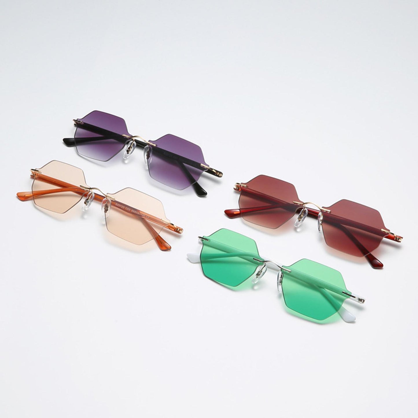 Rimless Sunglasses Girls UV Protective Sun Glasses Eyewear Gradient Gray