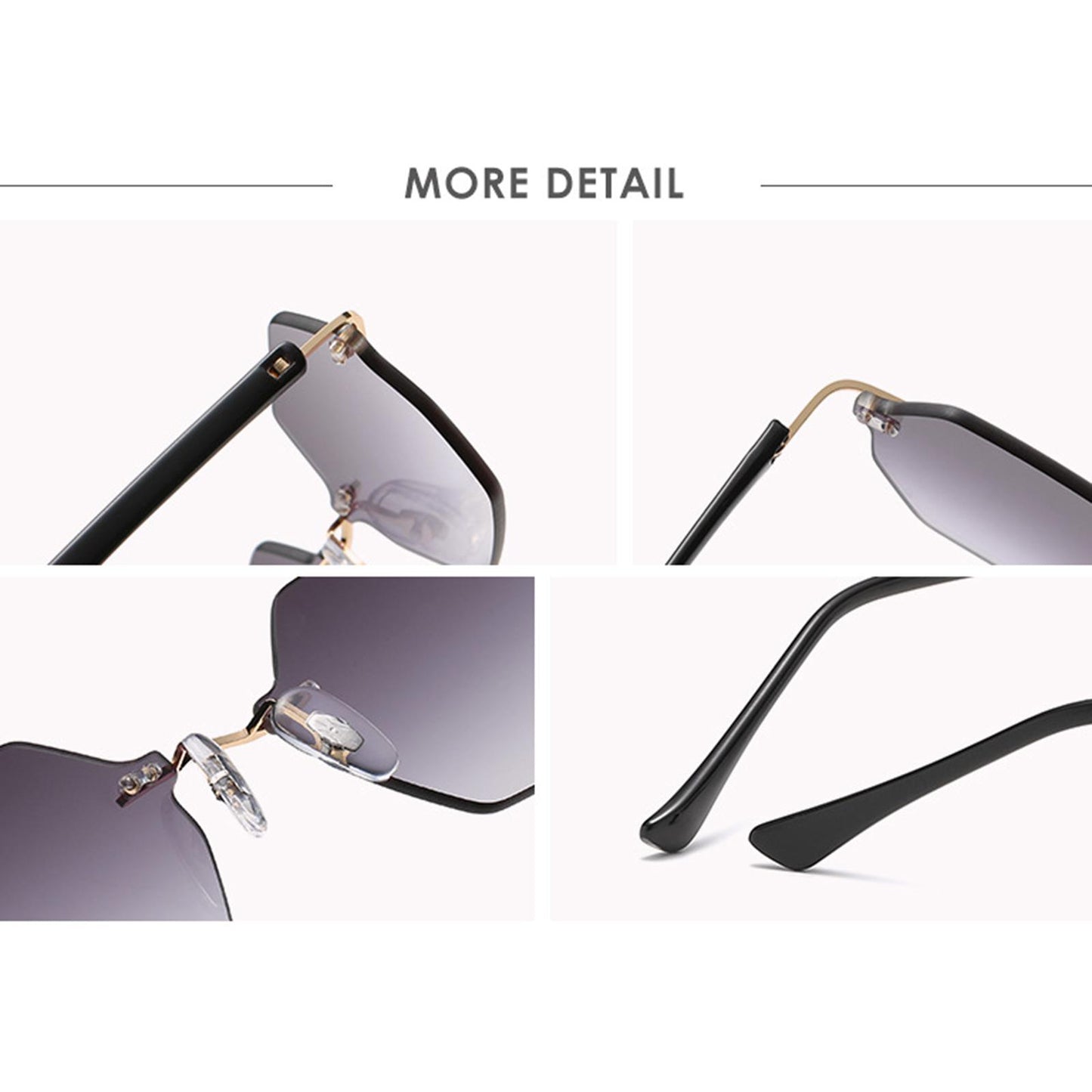 Rimless Sunglasses Girls UV Protective Sun Glasses Eyewear Gradient Gray