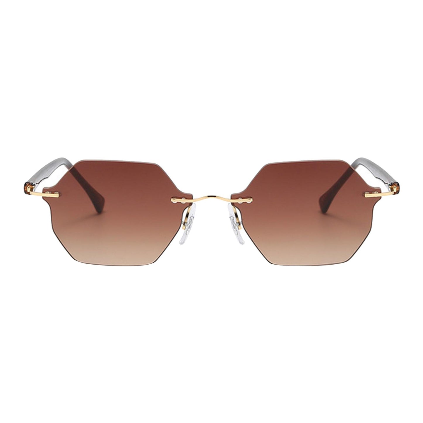 Rimless Sunglasses Girls UV Protective Sun Glasses Eyewear Gradient Brown