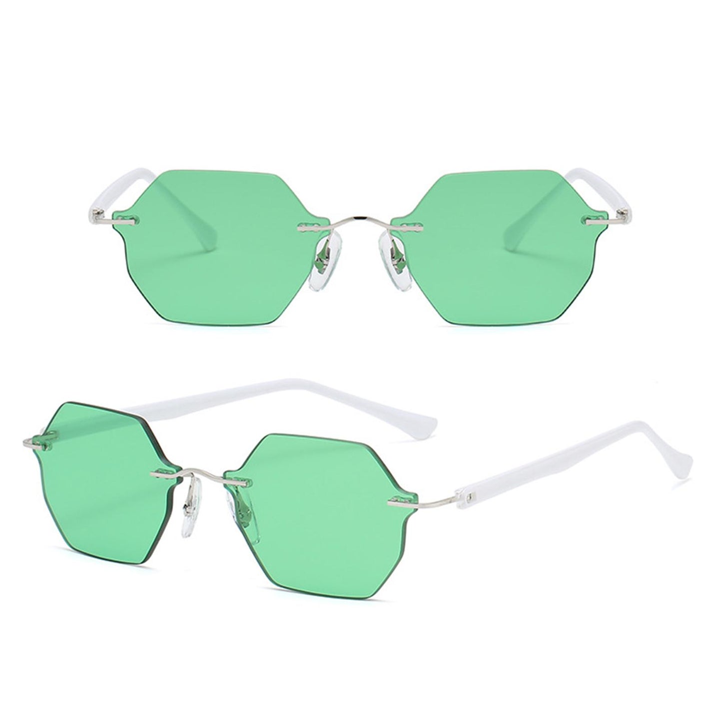 Rimless Sunglasses Girls UV Protective Sun Glasses Eyewear Green