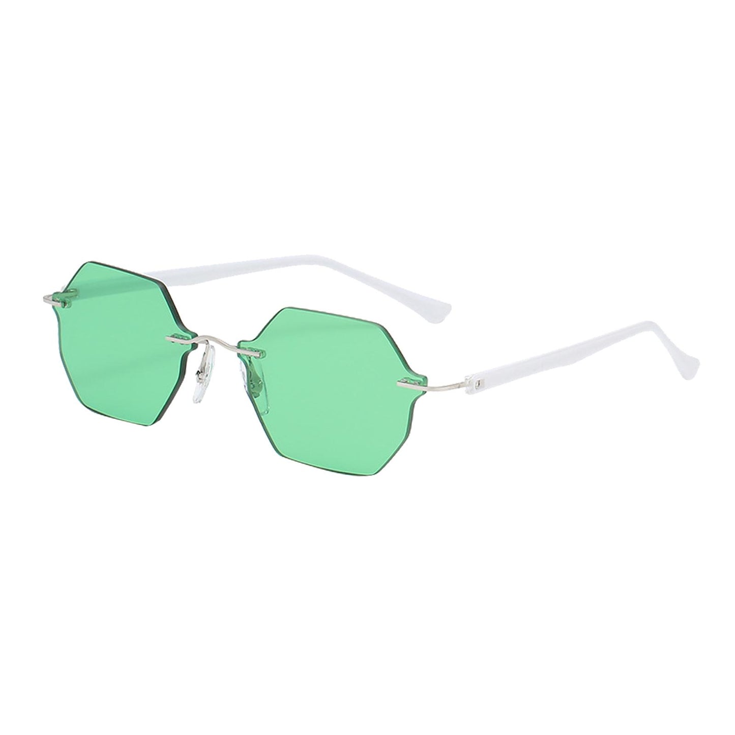 Rimless Sunglasses Girls UV Protective Sun Glasses Eyewear Green