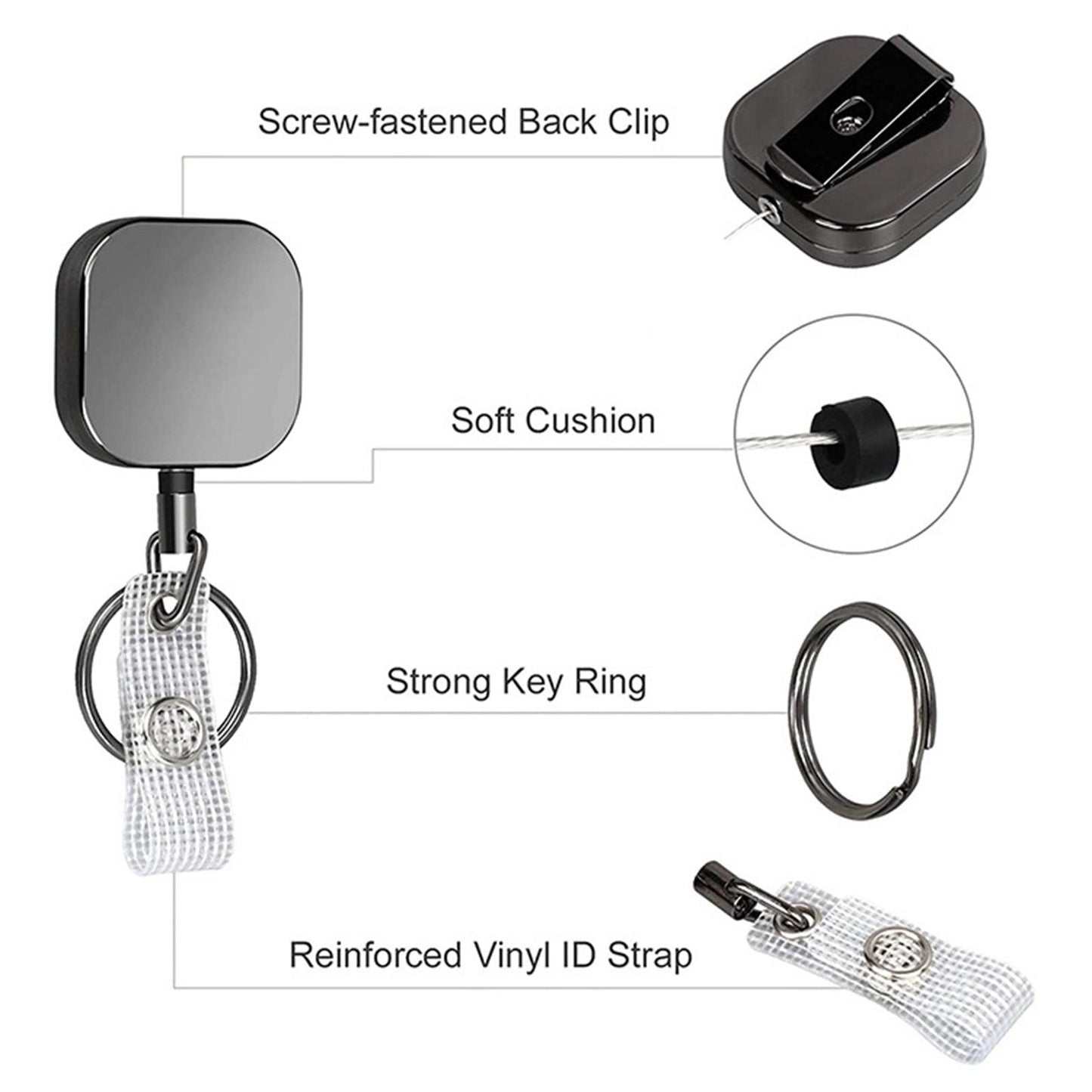 Retractable Badge Holders for Card Keychain Badge Holder Square