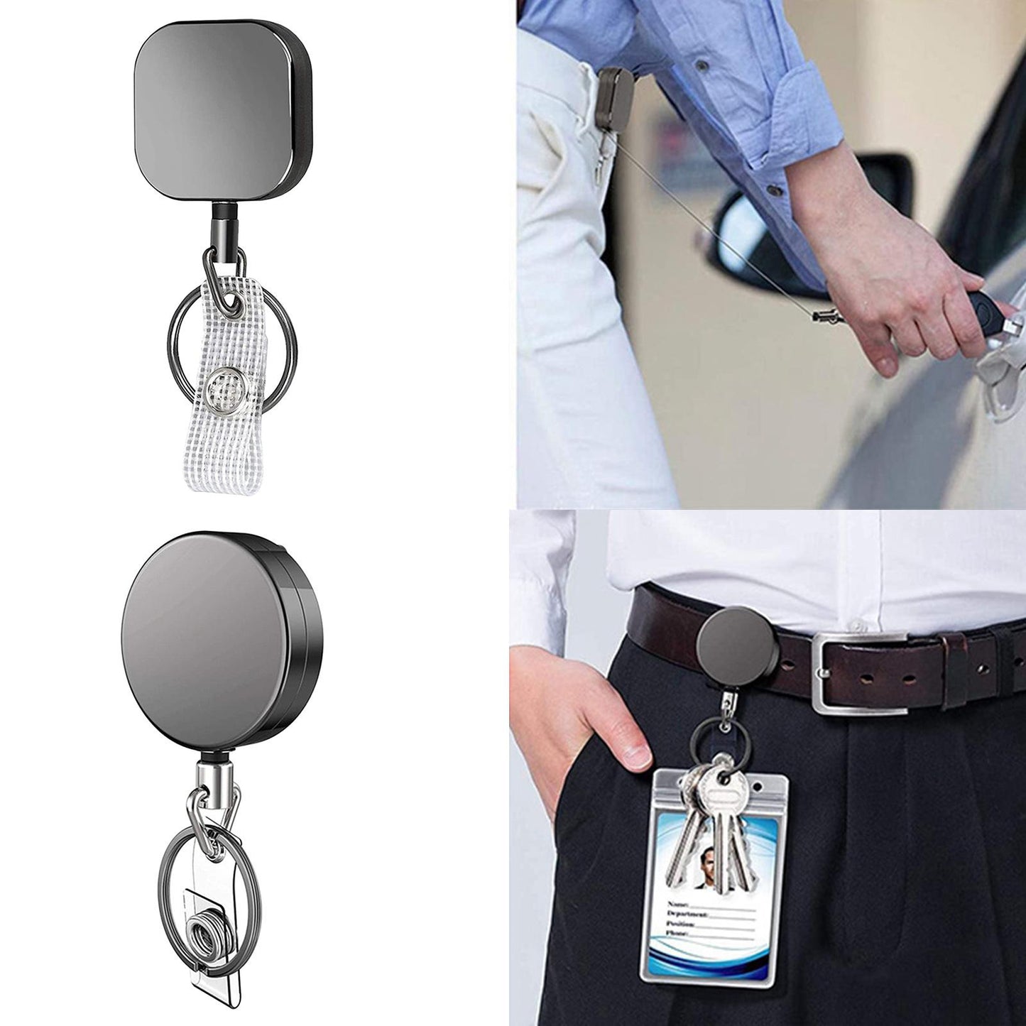 Retractable Badge Holders for Card Keychain Badge Holder Square