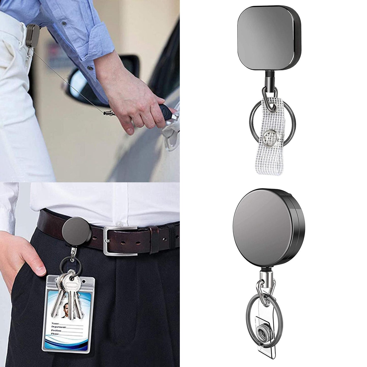 Retractable Badge Holders for Card Keychain Badge Holder Square