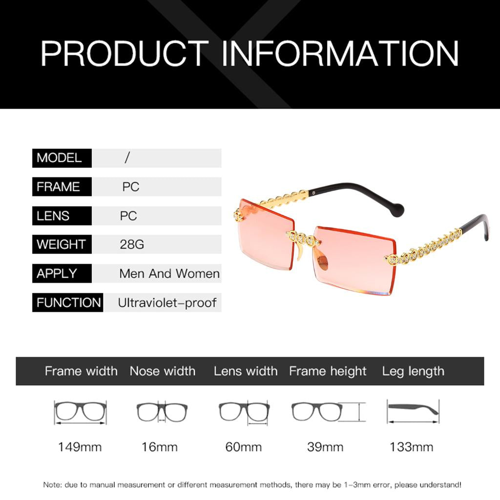 Female Rimless Sunglasses UV400 Driving Sun Glasses Sandy Beach red