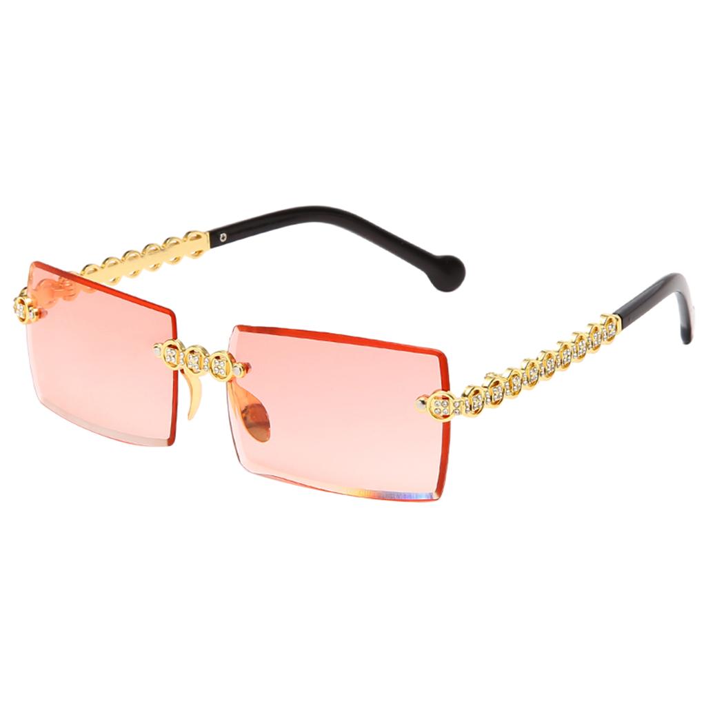 Female Rimless Sunglasses UV400 Driving Sun Glasses Sandy Beach red