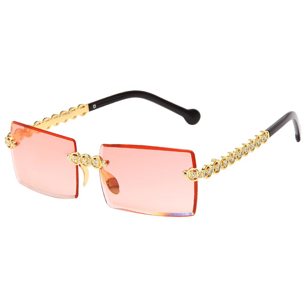 Female Rimless Sunglasses UV400 Driving Sun Glasses Sandy Beach red
