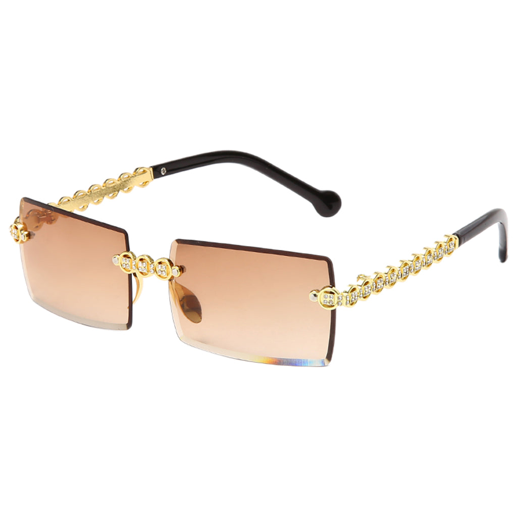Female Rimless Sunglasses UV400 Driving Sun Glasses Sandy Beach