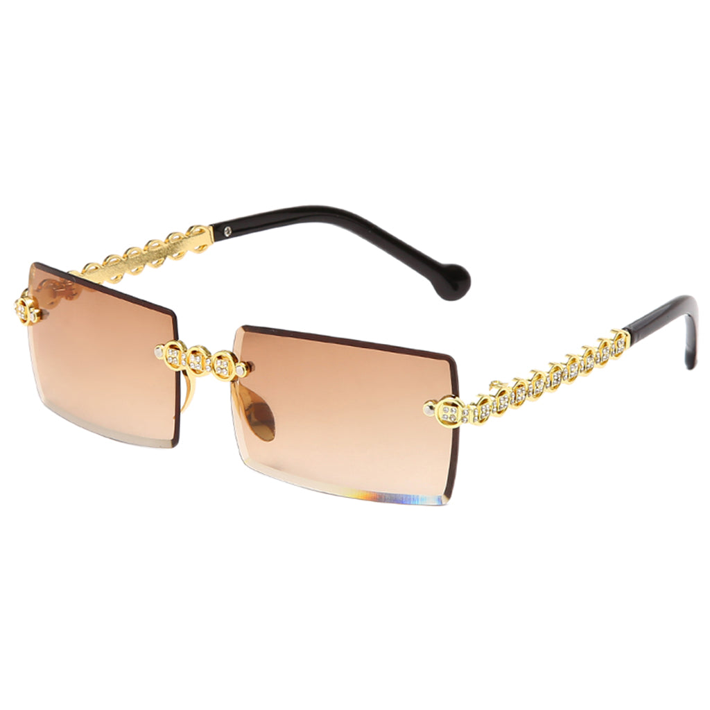 Female Rimless Sunglasses UV400 Driving Sun Glasses Sandy Beach