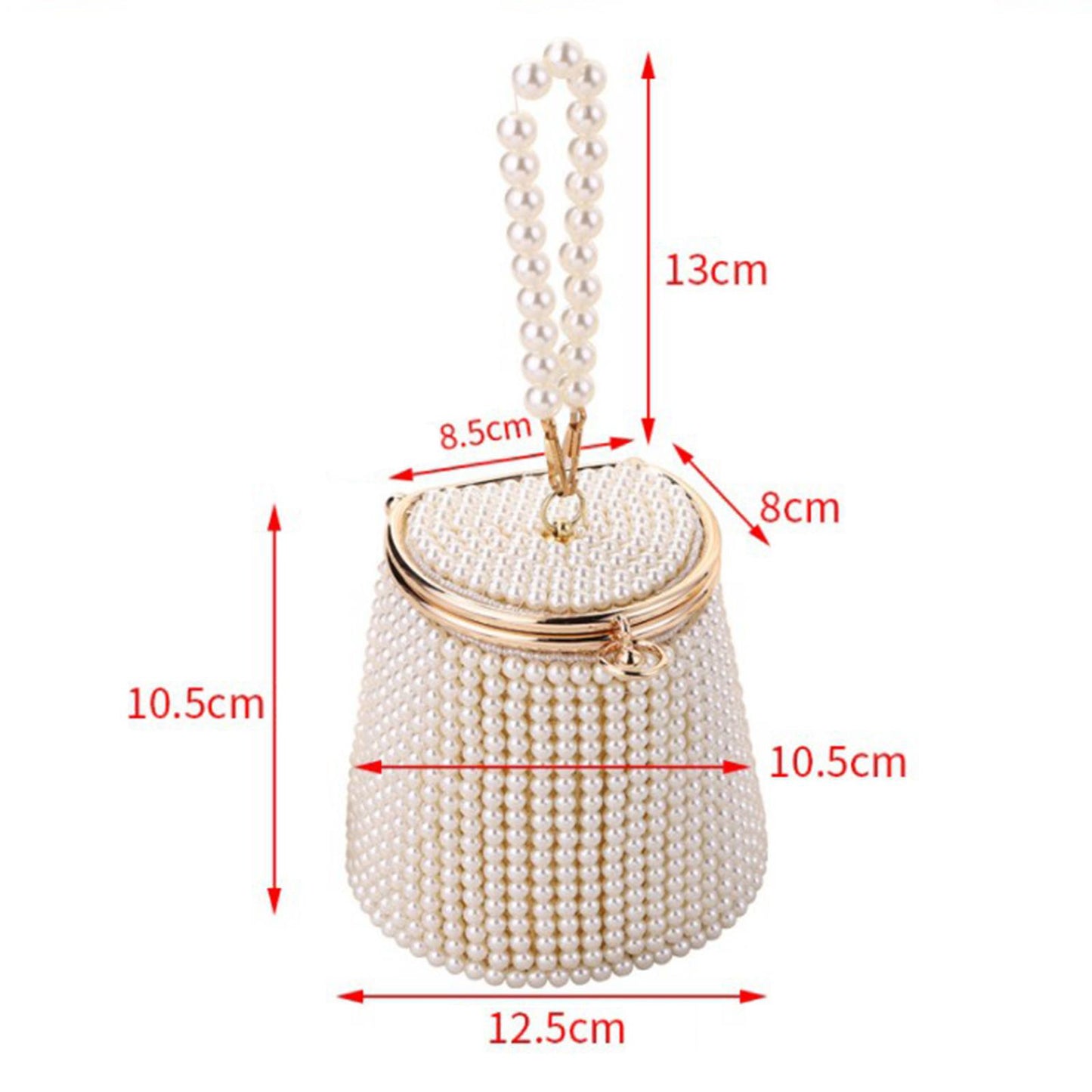 Natural Fashion Pearl Bucket Bag Tote Bag Pearled Purse for Evening Dinner