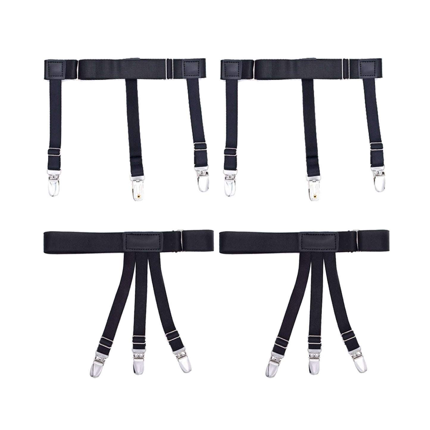 2x Shirt Stays Suspenders Leg Garters Adjustable Elastic Holders Men Women A