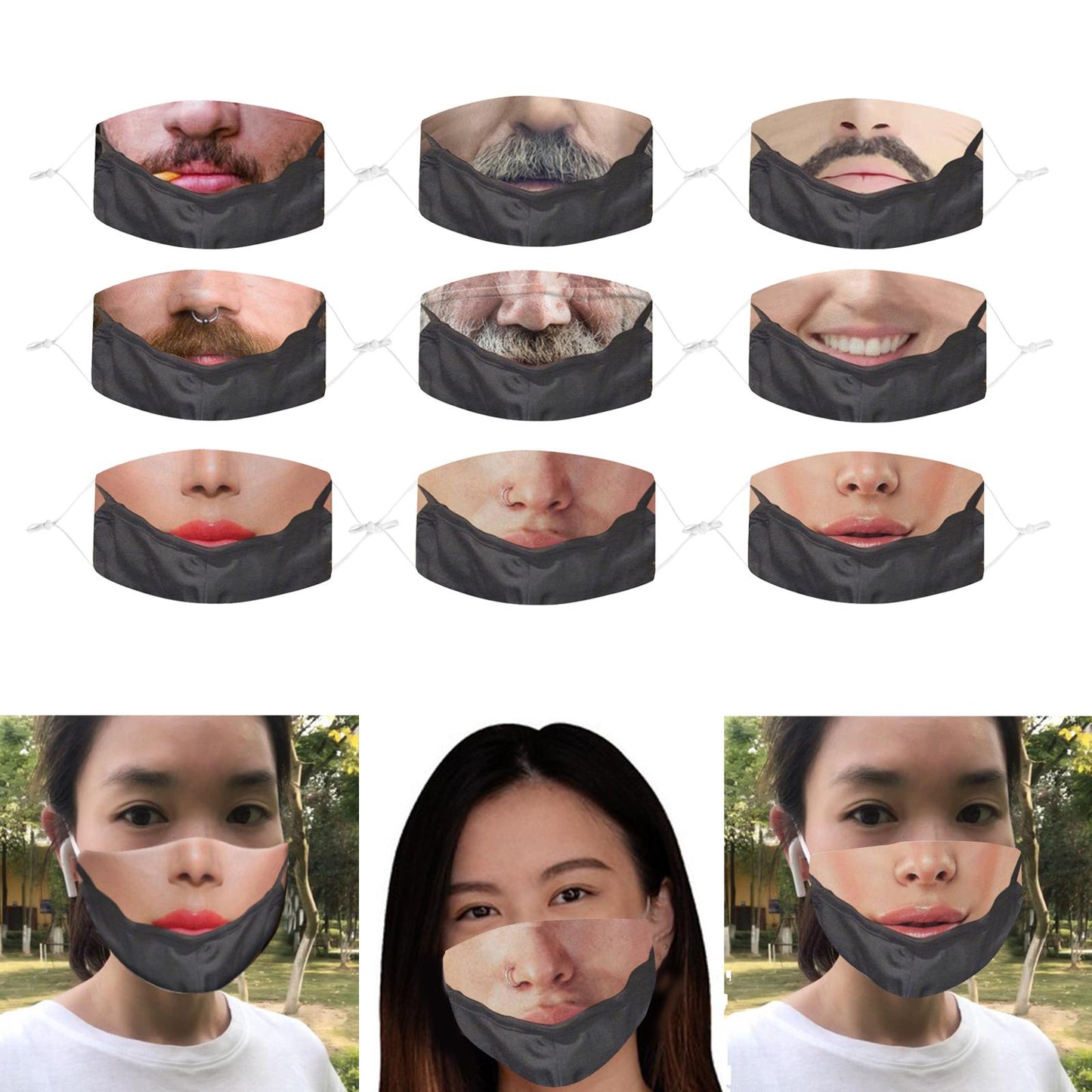 Funny Face Mask Breathable Washable Mouth Protection Reusable Mouth Mask A