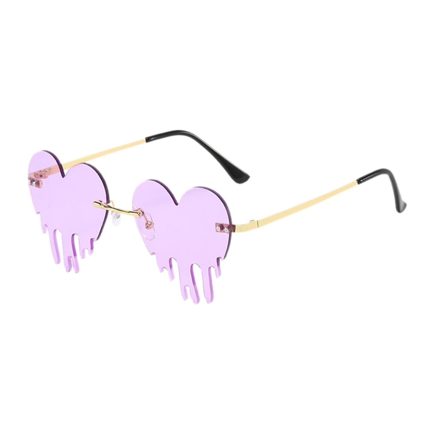 Fashion Dripping Heart Sun Glasses Personality Party Eye Glasses Frameless purple
