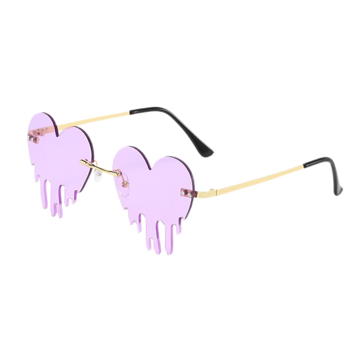 Fashion Dripping Heart Sun Glasses Personality Party Eye Glasses Frameless purple