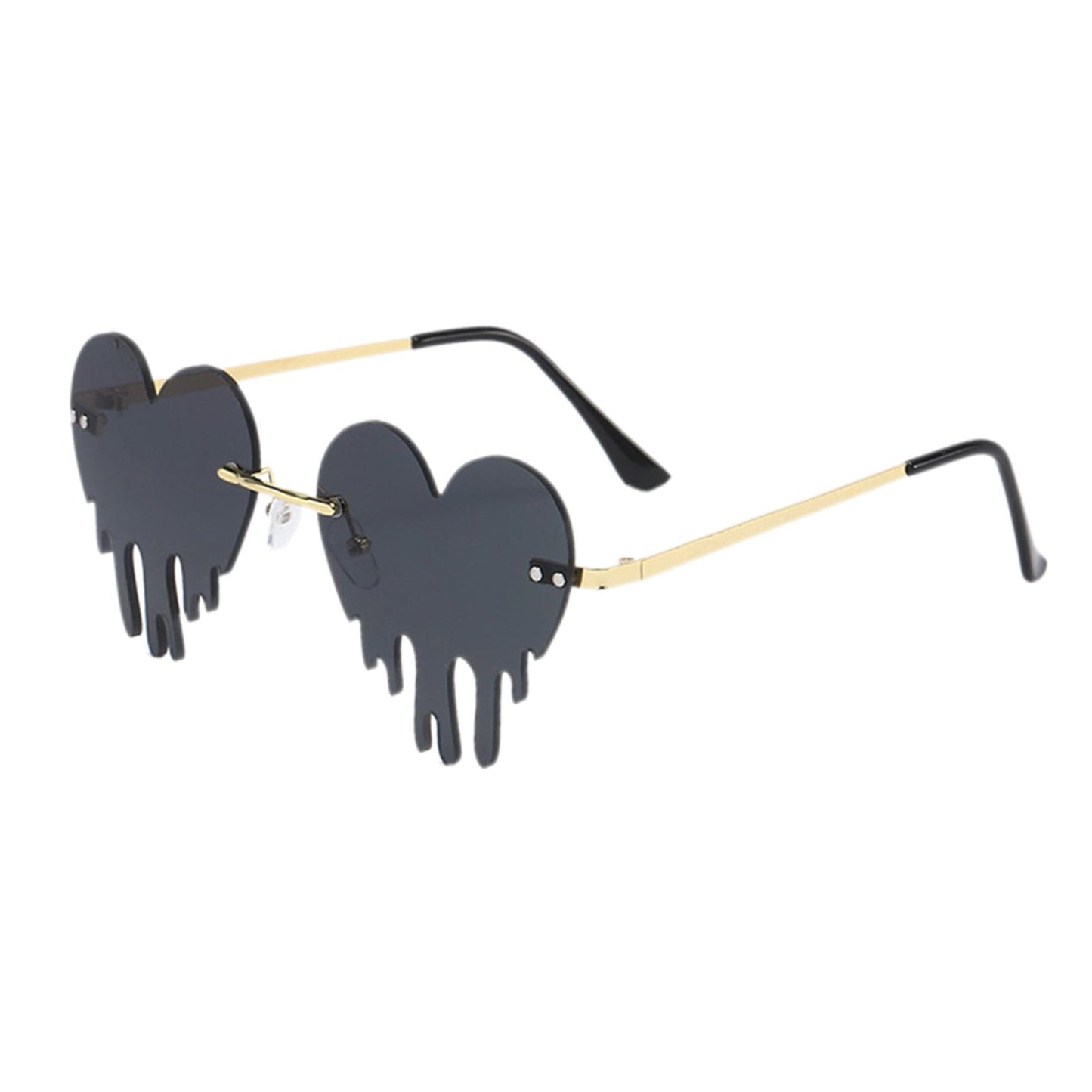 Fashion Dripping Heart Sun Glasses Personality Party Eye Glasses Frameless gray
