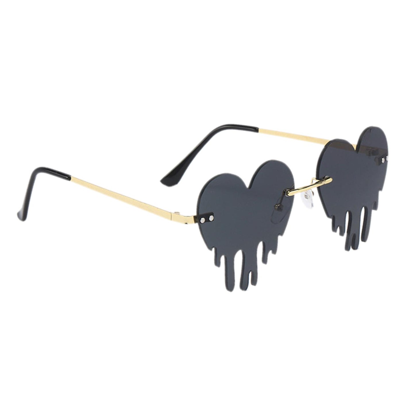 Fashion Dripping Heart Sun Glasses Personality Party Eye Glasses Frameless gray