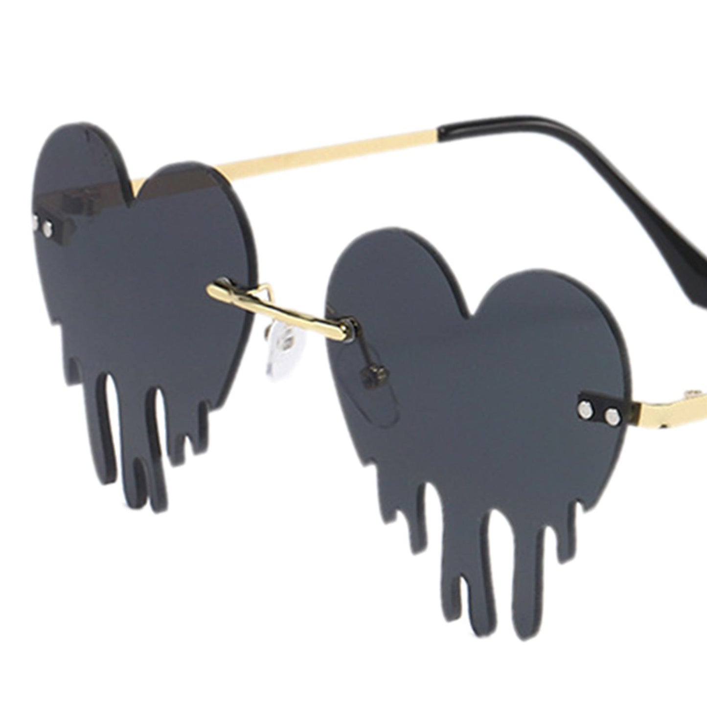 Fashion Dripping Heart Sun Glasses Personality Party Eye Glasses Frameless gray