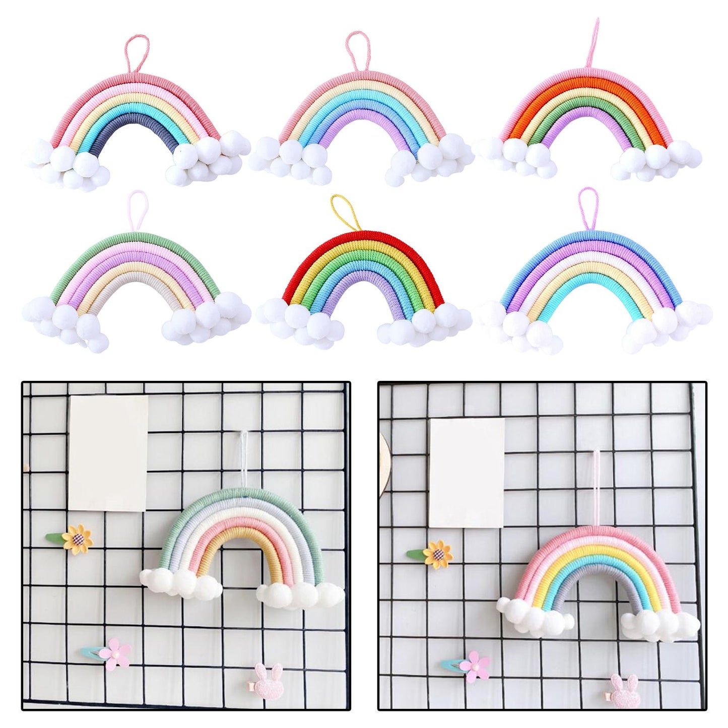 Hand Woven Rainbow Tapestry Cotton Yarn Hanging Bedroom Home Decor Craft A