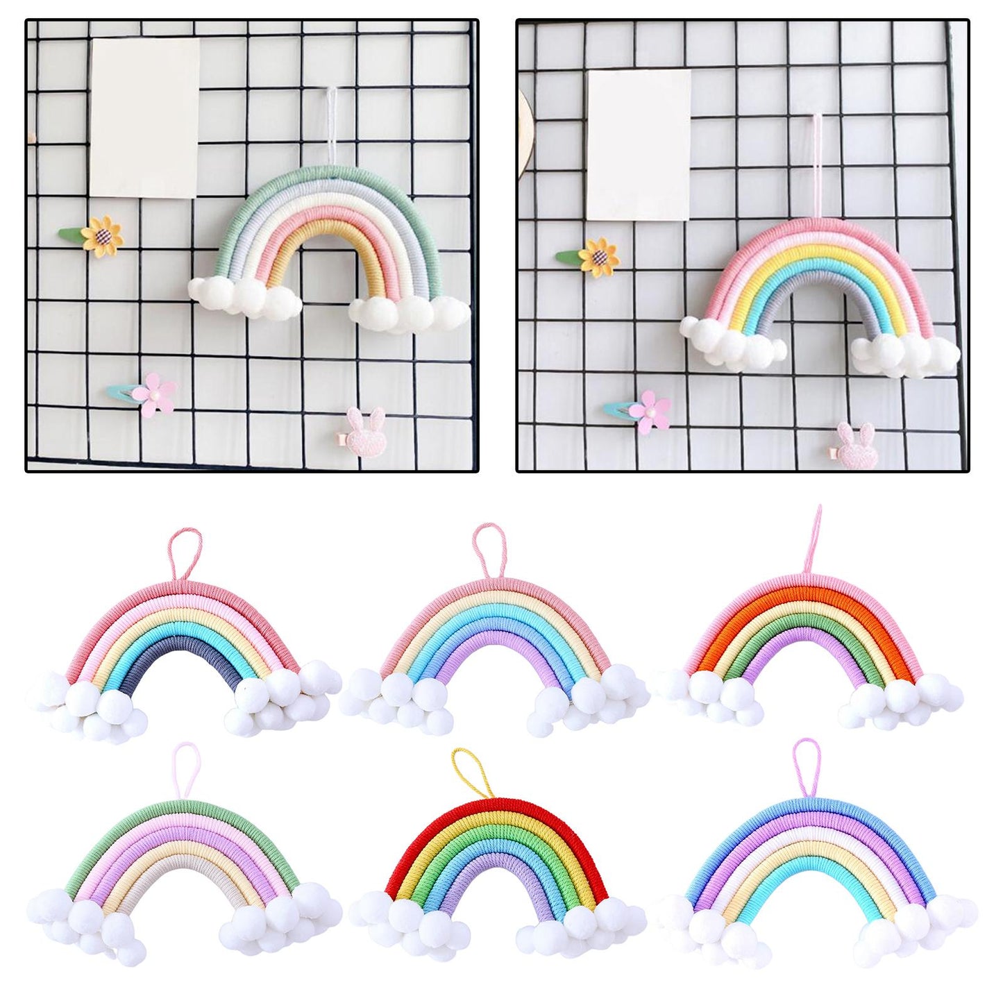 Hand Woven Rainbow Tapestry Cotton Yarn Hanging Bedroom Home Decor Craft A