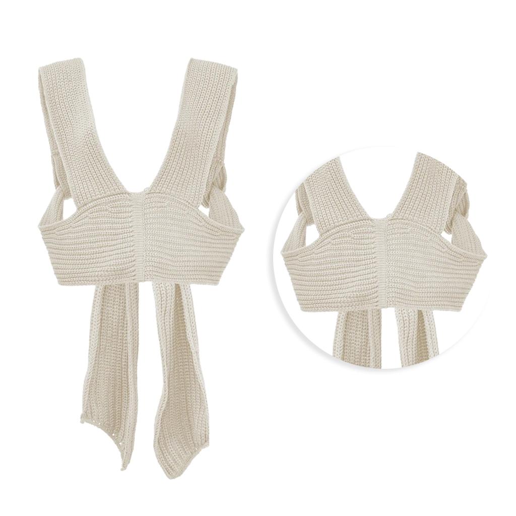 Chic Women Knitted Bandage Self Tie Tank Top Sleeveless Vest DIY Wear White