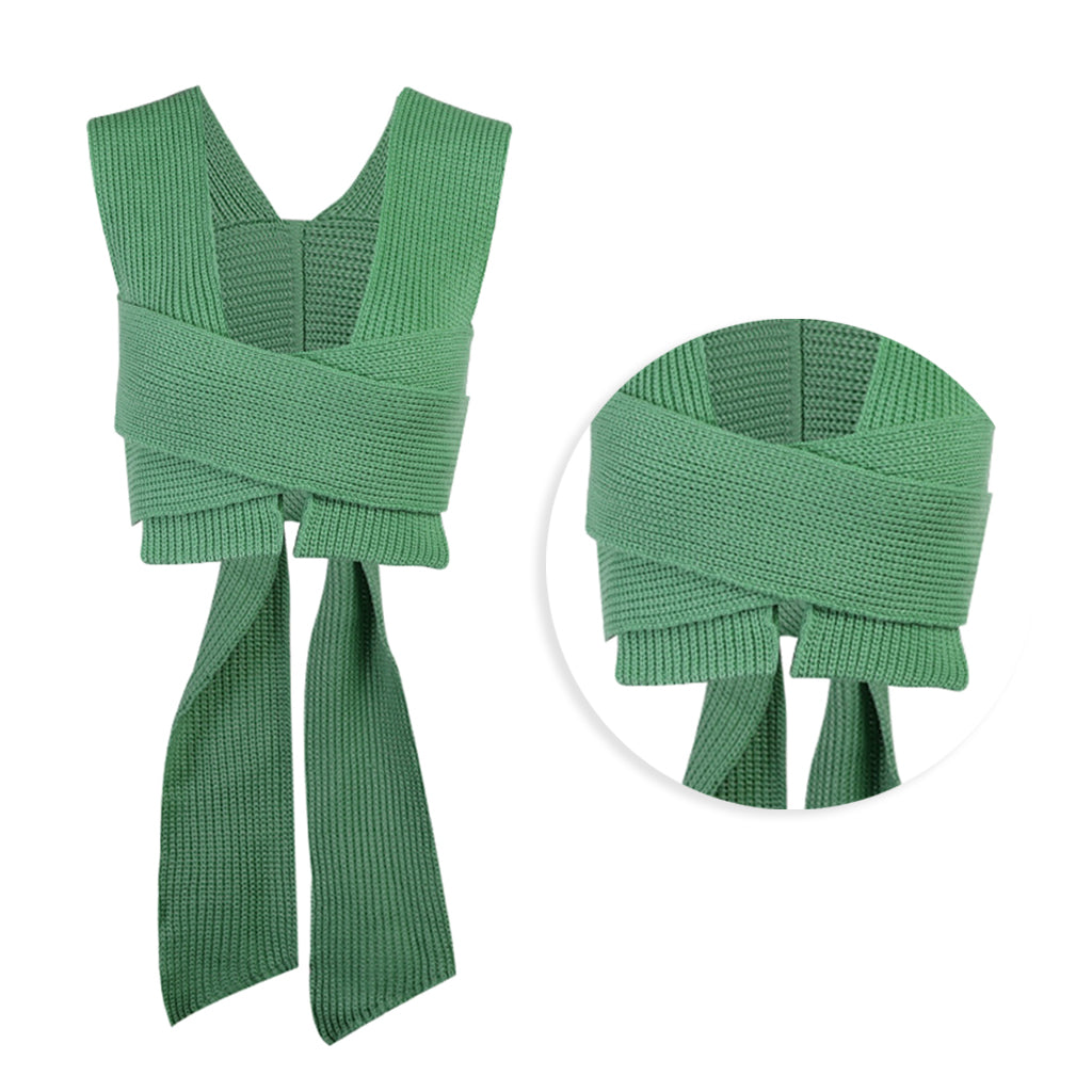 Chic Women Knitted Bandage Self Tie Tank Top Sleeveless Vest DIY Wear Green