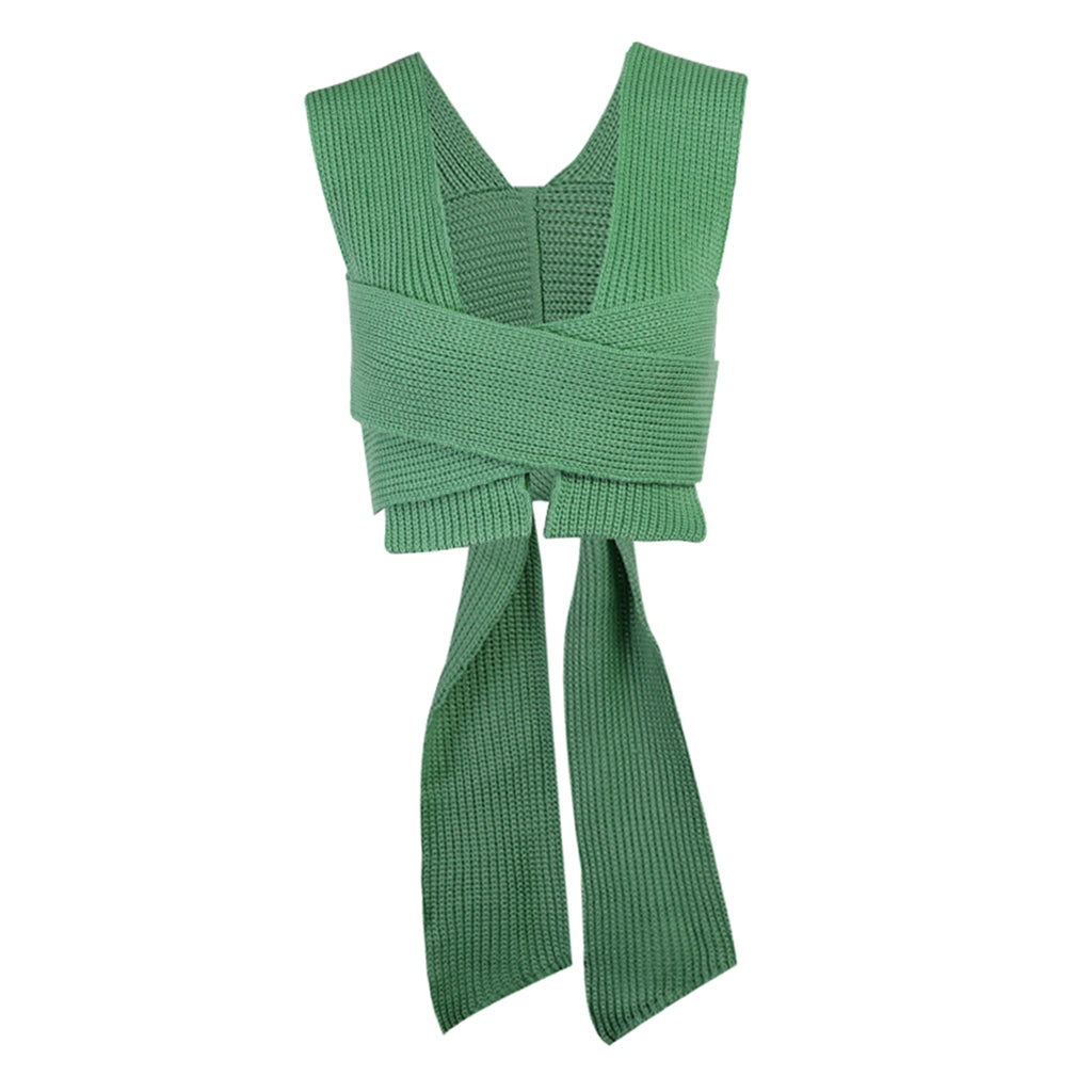 Chic Women Knitted Bandage Self Tie Tank Top Sleeveless Vest DIY Wear Green