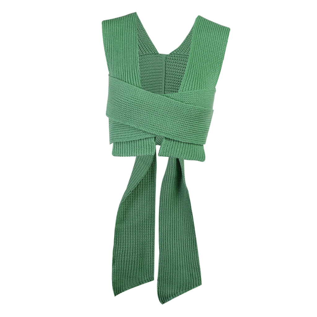 Chic Women Knitted Bandage Self Tie Tank Top Sleeveless Vest DIY Wear Green