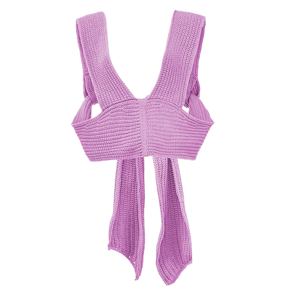 Chic Women Knitted Bandage Self Tie Tank Top Sleeveless Vest DIY Wear Purple