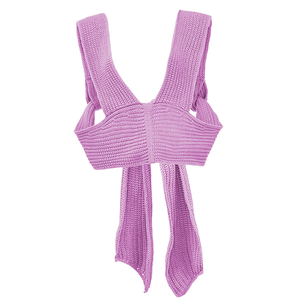 Chic Women Knitted Bandage Self Tie Tank Top Sleeveless Vest DIY Wear Purple