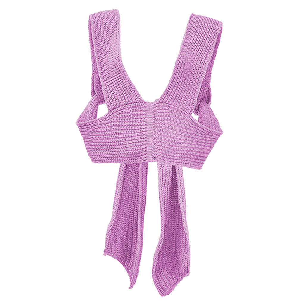 Chic Women Knitted Bandage Self Tie Tank Top Sleeveless Vest DIY Wear Purple