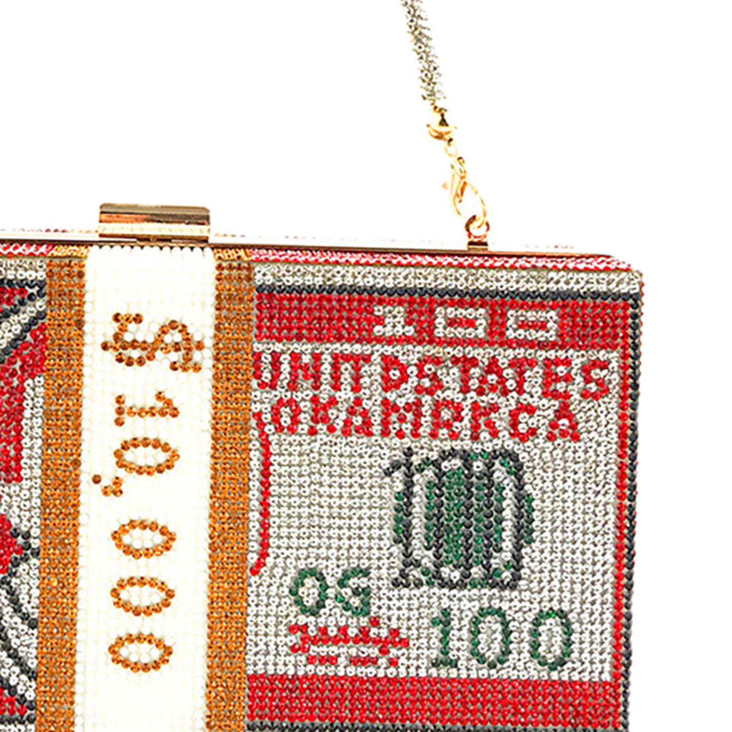 Dollar Cash Bag Rhinestone Money Shoulder Bag Bill Diamond Clutch Purse Red